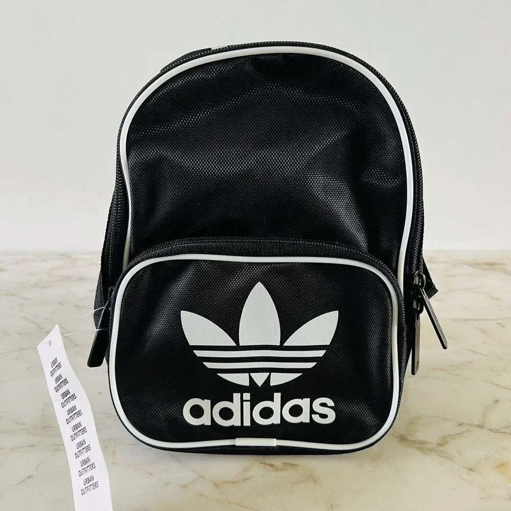 ADIDAS ORIGINALS Black White Mini Backpack With Trefoil Logo - Picture 1 of 10